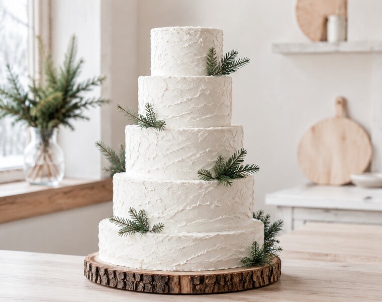 Weißer Eisberg — mehrstöckige weiße Torte mit Grün